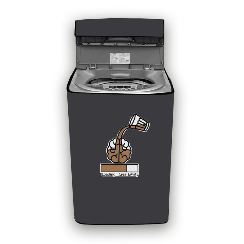 Waterproof Washing Machine Cover Fully Automatic Sutaible for IFB Model TL – SIBS 10 kg Aqua Top Load(62 x 64 x 108 cms) Solid Grey Loading Createavity Print