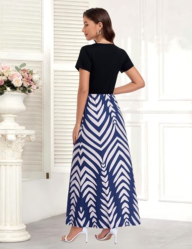 Image of Lacavocor Womens Short Sleeve Maxi Dresses Empire Waist Long Dress