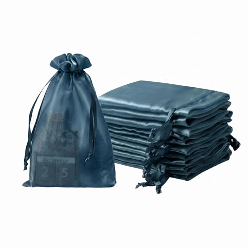 Image of QIANF 20 Pcs Military Blue Small Organza Bags 6X9 inch for Wedding Favors with Drawstring, Glossy Mesh Gift Bags Jewelry Pouch for Candy Bridal Shower Party Favor Baby Shower Christmas