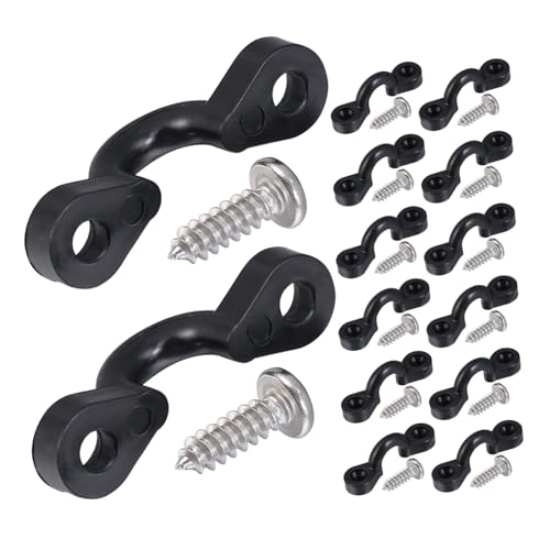 Mikinona 30 Piezas Kit de Ojales y Abrazaderas C para Kayak Accesorios de Anclaje Marino con Tornillos Puntos de Sujeción para Cuerdas Elásticas Resistentes la Corrosión y UV Negro Elegante
