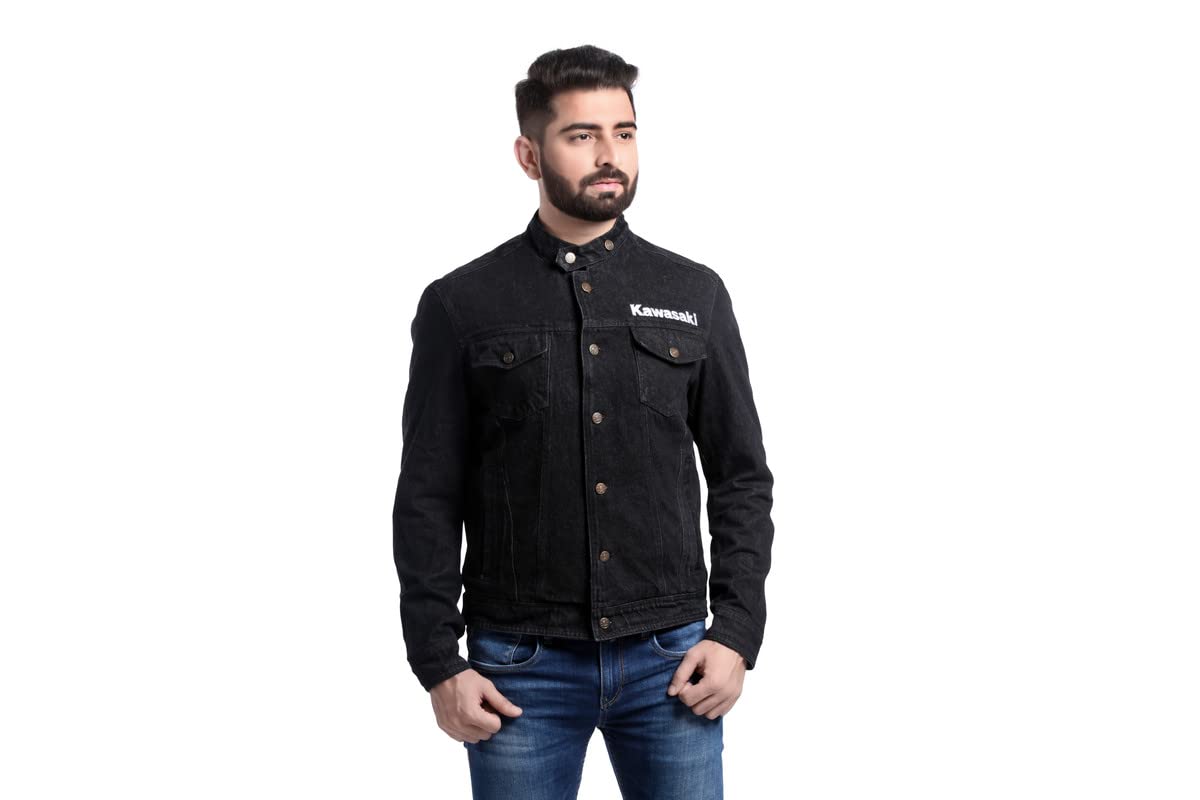 Kawasaki Denim Jacket BLACK-M : Amazon.in: Clothing & Accessories