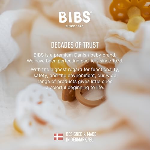 Image of BIBS Boheme Pacifiers 2 Pack BPA Free Cherry Shape Nipple | White /Sunshine | Size 6-18 Months