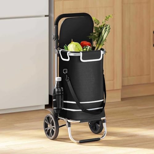 Nqyjm Carro de la compra negro 36,5 x 46,5 x 100,5 cm tela Oxford