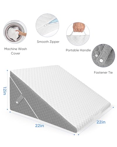 Forias Wedge Pillow For Sleeping 7-In-1 Foldable Bed Wedge Pillow For After Surgery 9 &12 Inch Adjustable Memory Foam Triangle Pillow Wedge For Acid Reflux Gerd Snoring Back Knee Pain thumb #5