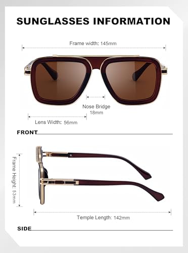 Image of Fashion Men Sunglasses Square Frame Shades for Men UV400 Protection Sunnies(98082)