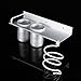 Yosoo Hair Dryer Holder Bathroom Storage Rack Aluminum Wall Mount Hair Dryer Hanging Rack Organizer with 2 Cups (C Sytle)