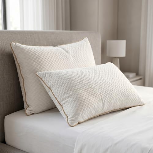 Image of AYKA Super Soft Microfiber Bed Pillow | Virgin Fiber Filled Plush Pillow | Adequate Firmness & Neck Support | Hypoallergenic, Washable | Ideal for Side, Back & Stomach Sleepers | White | Pack of 2