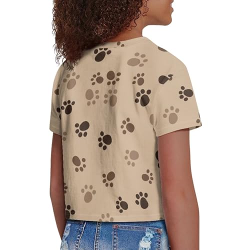 Image of Girls Fashion Crewneck Tee Shirts Casual Short Sleeve Crop Top Summer Outfits 5-14 Year