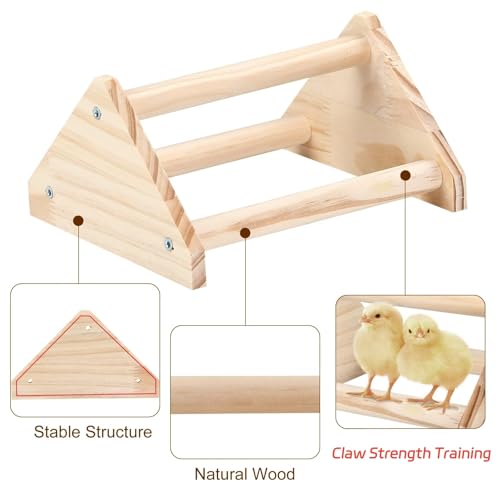 image for GINTUTO Wooden Chick Perch Stand, Pine Chicks Roosting Bar, Jungle Gym