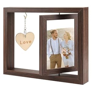 6 Inch Double-Sided Photo Frame, Wooden Picture Frame with 360°Rotation, Anniversary Birthday Wedding Gifts for Her, Him, Wife Husband Couple,Tabletop Display for Home & Office Decor
