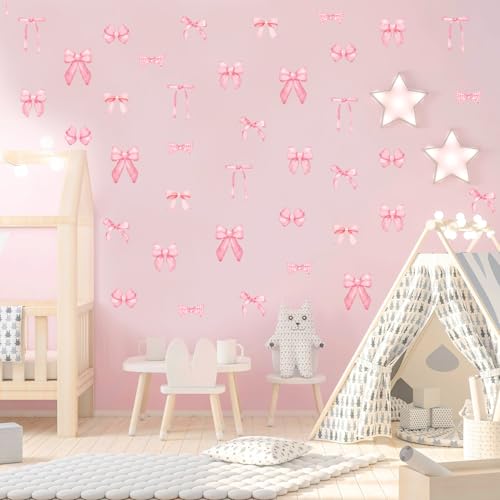 Pegatinas de pared moño rosa 56 piezas miniatura 5