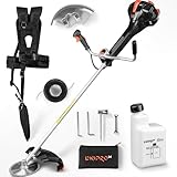 Dnipro-M Decespugliatore a Scoppio Benzina 51,7 cc 2600W (3,5 CV), Motore 2 Tempi, Testina a Filo 450 mm + Disco 255 mm, Asta 28 mm, Imbrago a Zaino, Sistema Antivibrazione, Dnipro-M. 50RX