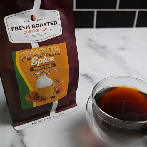 Image of Fresh Roasted Coffee, Pumpkin Spice Flavored Drip Ground Coffee, Medium Roast, Kosher, 12 oz