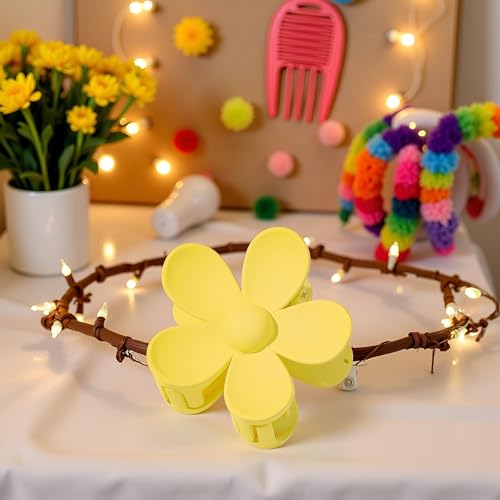 Pinzas plásticas amarillas para cabello, forma de flor miniatura 6