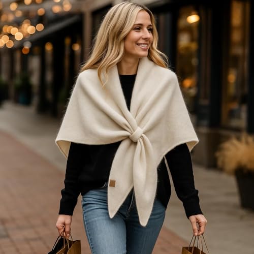 Women's Solid Color Scarf, Murou Fashion Shawl, Soft Knitted Blend Scarf Cape, for Daily Wear2