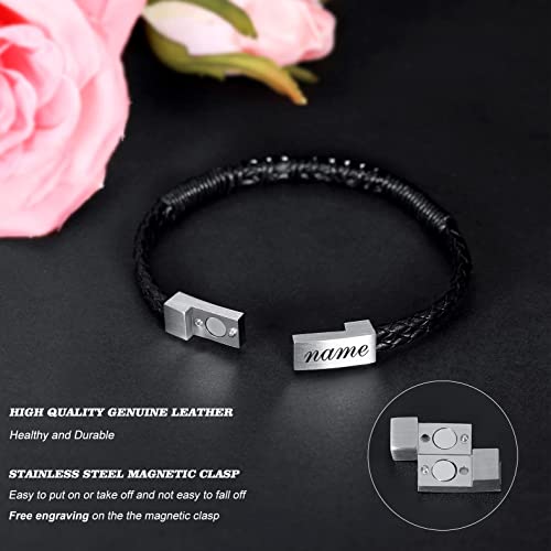 Morse Code Bracelet for Men Leather Bracelet for Men Inspirational Morse Code Bracelet Gifts for Him Personalized Memorial Gift for Father Brother Gift for Boyfriend2