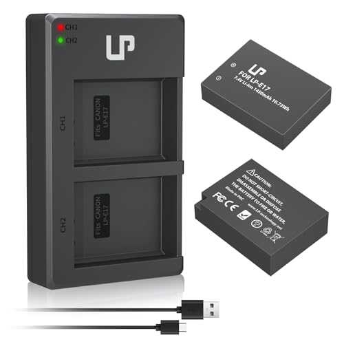LP LP-E17 Battery Charger Pack, Compatible with Canon EOS R8, R10, R50, RP, Rebel T6i, T7i, T8i, T6s, SL2, SL3, EOS 77D, 200D, 750D, 760D, 800D, 8000D, M3, M5, M6 Mark II, KISS X8i & More DSLR Camera