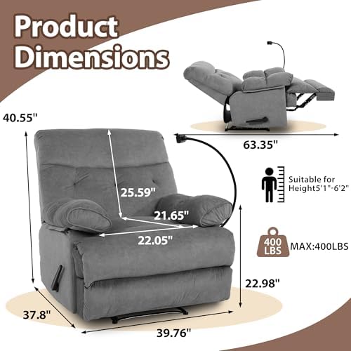 Recliner Chair - Extra Wide Heavy Duty Comfort