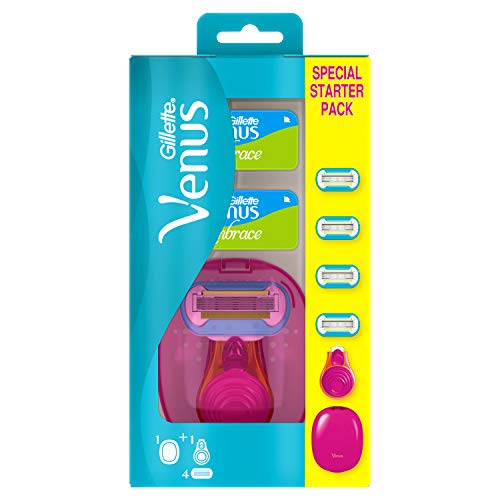 Gillette Venus Extra Smooth Snap Women's On-the-go Razor + 4 Blades with 5 Diamond?Like Coated Blades