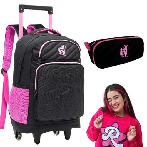 Kit Escolar Mochila De Roda Estojo Coleção Emilly Vick Preto
