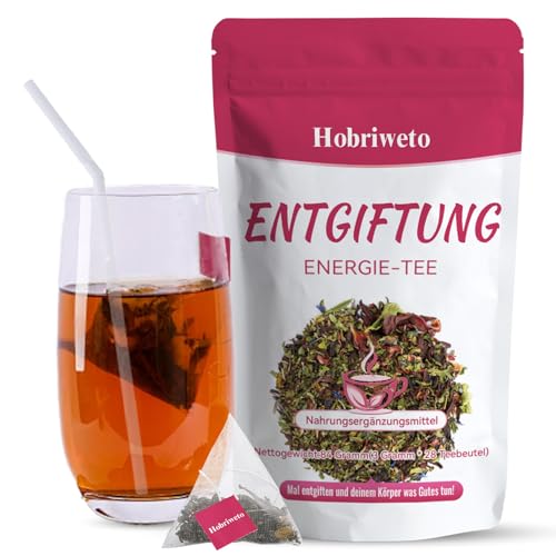 Detox Tee zum Abnehmen – Gewichtsverlust Kräutertee, Natürliche Kräutermischung mit Grüner Tee, Löwenzahn, Rose & Pfirsich – Unterstützt Entgiftung, Verdauung & Wohlbefinden – Vegan(28 Teebeutel)