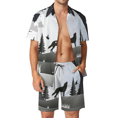 Chemise hawaïenne et pantalon de plage ensemble loup hurlant pour vos vacances