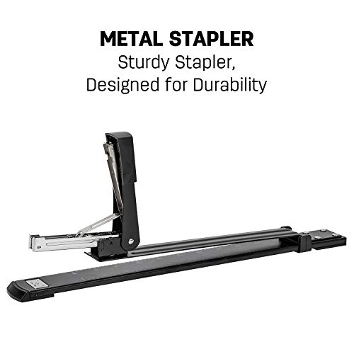 Deli Long Reach Stapler with 1000 Staples, 20 Sheet Capacity, Long Arm Standard Staplers for Booklet or Book Binding, Black image 5