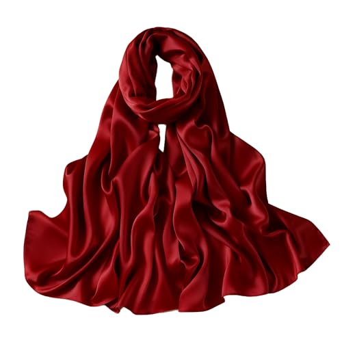 Lina & Lily Women's Silky Satin Scarf Shawl Wrap for Wedding Evening Dress (Burgundy)