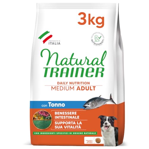 Trainer Natural Cibo per Cani Medium adult 12 mesi, con Tonno, 3 Kg, (L'imballaggio può variare)