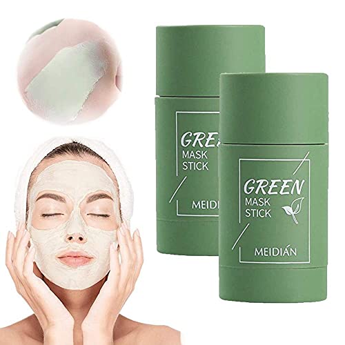 Green Tea/Eggplant Purifying Clay Stick, Deep Clean Pore, Blackhead Remover, Face Moisturizes Oil Control,Suitable for All Skin Types (Green Tea X 2) …