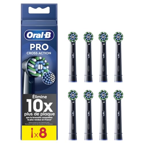 Oral-B Pro Cross Action Noire Brossettes pour Brosse à dents électriques, Pack De 8 Unités