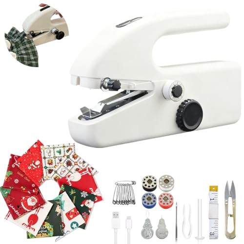 Handheld Sewing Machine,with 8 Christmas Fabric...