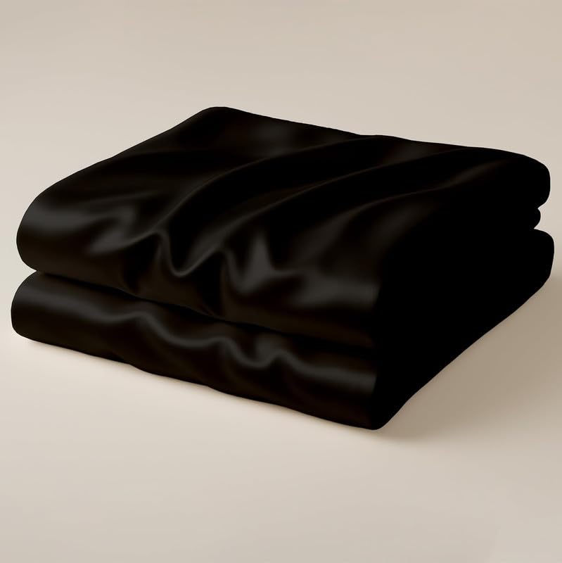 Image of Day Care-Luxury Satin Flat King Size (92x106 Inchs) Bedsheet|Ultra Soft Silky Smooth Touch|Breathable, Lightweight & Skin Friendly|Wrinkle Resistant|Midnight Black