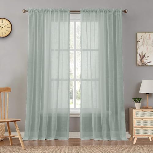 HOMEMONDE Set of 2 Sheer Curtains - 5 Feet Window Drapes Curtain ...