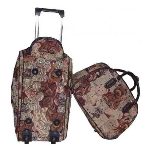 Kit Conjunto Mala De Viagem Com Rodinhas E Mala De Mão - Ursinho Crú