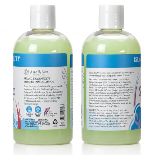 Image of Ginger Lily Farms Botanicals Shampoo, 12oz, Island Tranquility | 100% Vegan & Cruelty-Free | Moisturizing Shampoo for All Hair Types