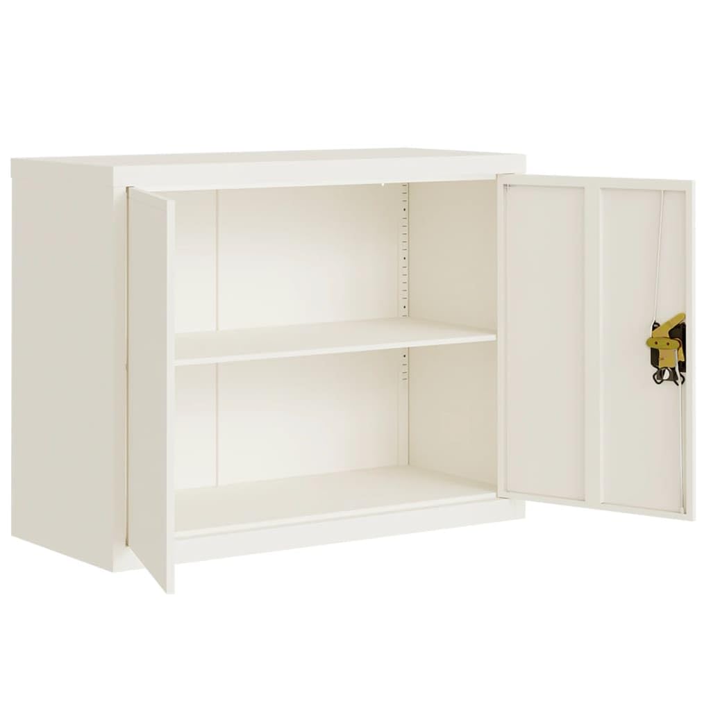 Armadio da ufficio, armadietto in acciaio, armadietto in metallo, armadietto da ufficio, armadietto a scomparti, adatto per ufficio, scuola, archivi, bianco, 90 x 40 x 110 cm