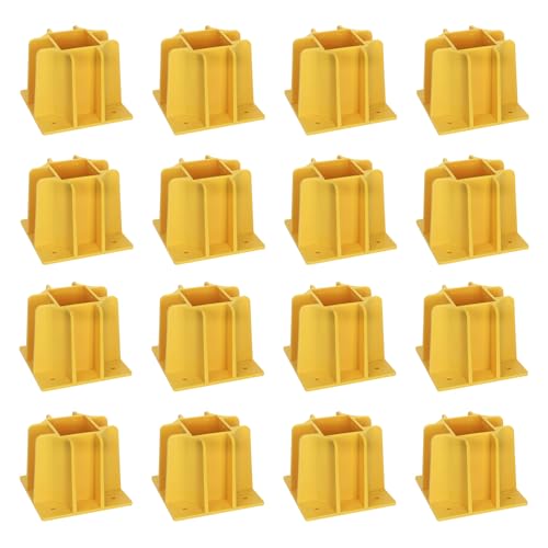 Image of 16-Pack Yellow Guardrail Base Boot with Toe Board Slot, Reusable Fall Protection Base for Scaffolding, Temporary Guardrail Systems for Residential and Commercial Construction