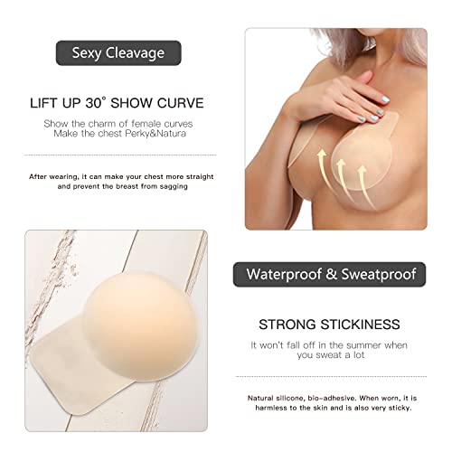 Promking Breast Pasties Lift - Invisible Silicone Breast Lifting Petals Adhesive Bra Reusable Nipple Covers For Women (Light Creme) #TOP3
