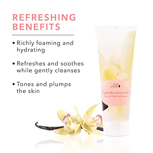 100% PURE Vanilla Bean Shower Gel Natural Foaming & Hydrating Body Wash - Deeply Moisturizing Gentle Soap Cleanser for All Skin Types, Even Sensitive - Gluten-Free - 8 Fl Oz - Image 4