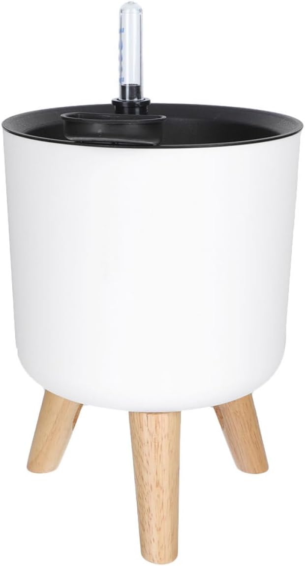 Maceta Autorriego Moderna con Indicador Agua Maceta Plástica con Soporte para Plantas De Interior Y Exterior Diseño Elegante Blanco