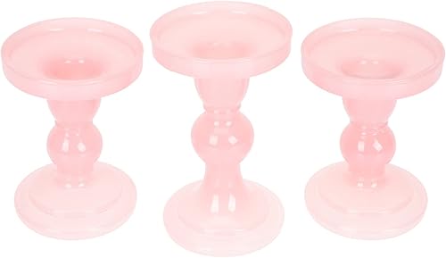 Portavelas para velas de pilar, 3 unidades, portavelas de cristal, portavelas rosa para candelabros, portavelas de pilar de vidrio para el hogar,
