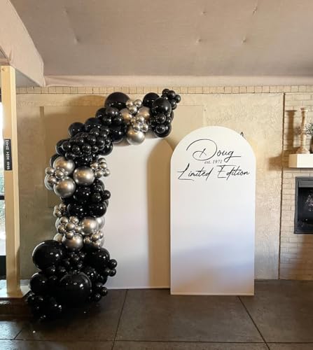 Image of KBZVNAF Black and Silver Latex Balloons - 60 Pack 12 inch Black Metallic Silver Confetti Party Balloons for Birthday, Baby Shower, Wedding, Bridal Shower, Graduation Party Decorations