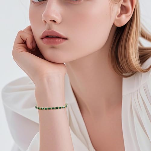 Elegant Green Tennis Bracelet for Women - Emerald Jewelry Piece, Green Cubic Zirconia Bracelet for Timeless Style2