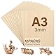 Pavlleen 12 Stück A3 Sperrholzplatte 3mm,Holzplatten zum Basteln,Hochwertige Multiplex Platten,Holz Platten,42x30cm Holzplatte,für Malen,Laserbearbeitung,Bastelarbeiten,Modellbau
