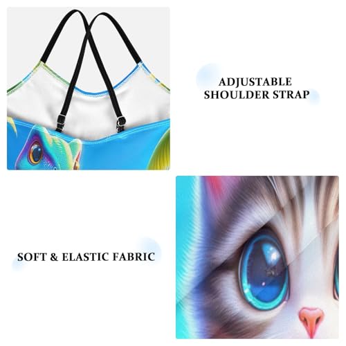 Kids Swim Suits Beach Swimsuit Girls 3-10 Y with Adjustable Shoulder Strap, Cute Dinosaur Cat3