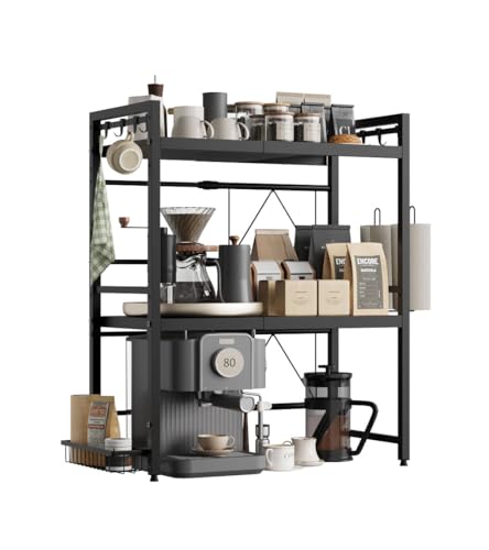 NETEL Verstellbares Mikrowellen Regal 3-stufig, Regal über mikrowelle, küchenregal stehend für...