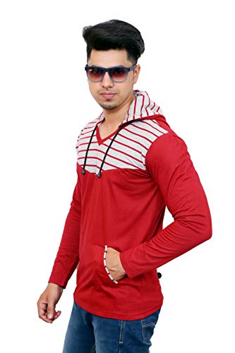 Image of Men's Cotton Hooded Full Sleeves Round Neck Casual T-Shirt