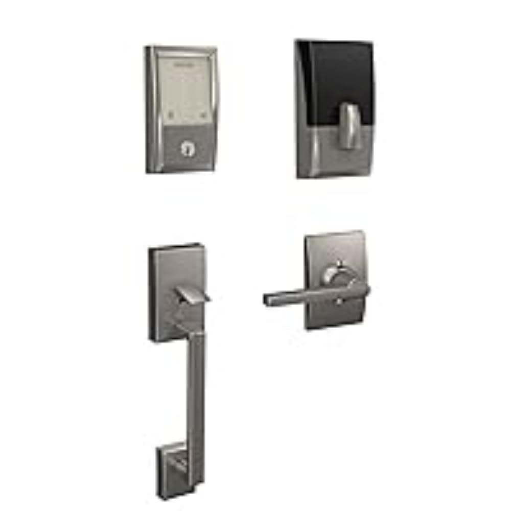 Encode Wi-Fi Smart Lock with Century Handleset Entry Set for Front Door, Satin Nickel