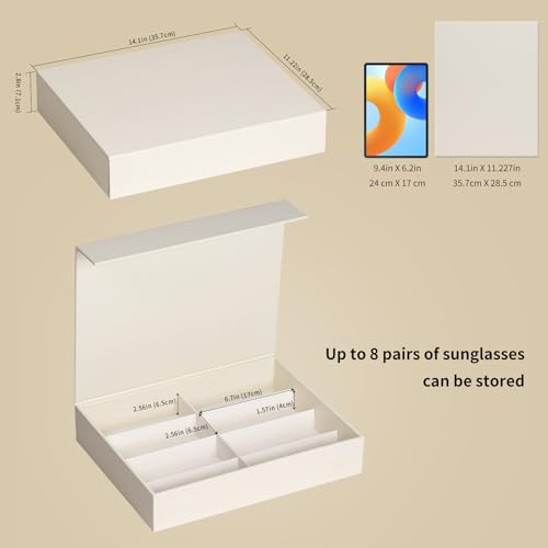 Image of AUTOARK Leather 8 Slot Sunglasses Organizer,Eyeglasses Holder for Men Women,Multiple Glasses Display Case,Beige,MKAW052